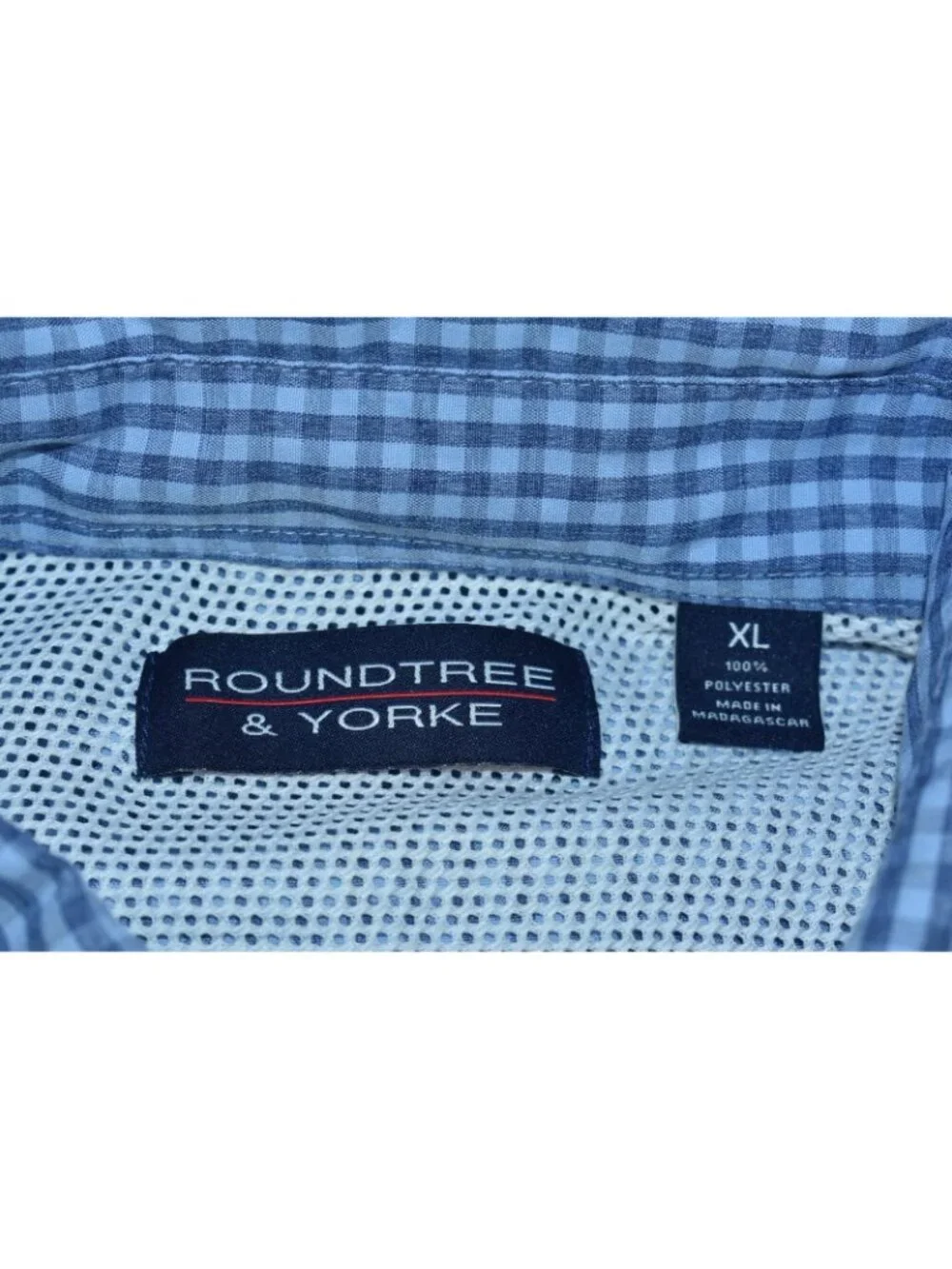 Roundtree & Yorke Mens Shirt Size XL Button Down Short Sleeve Plaid Blue
